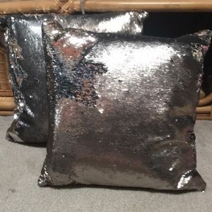 Silver sequin pillows